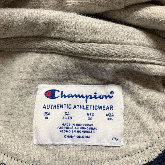 Champion Spellout Hoodie Mens Extra Large Blue Sweatshirt Outdoor Athletic Gym - Picture 8 of 12